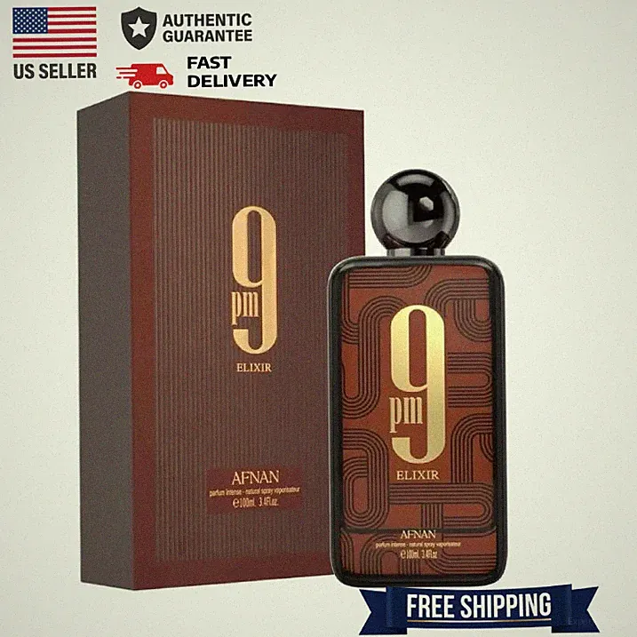 Afnan 9 PM Elixir Extrait de Parfum 3.4 oz / 100 ml Spray For Unisex Brand New